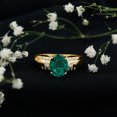 thumbnail image 3 of Rosec Jewels Lab Grown Emerald Solitaire Statement Ring with Diamond - 8X10 mm - AAAA Grade, 18K Yellow Gold, US 8.00, 3 of 8