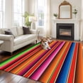 thumbnail image 2 of Mexican Style Area Rugs 5'x7', Washable Small Throw Rugs for Laundry Room Playroom, Colorful Mexico Stripes Orange Red Indoor Outdoor Rug Non-Slip Low Pile Carpet Runner Reversible Floor Mats, 2 of 8