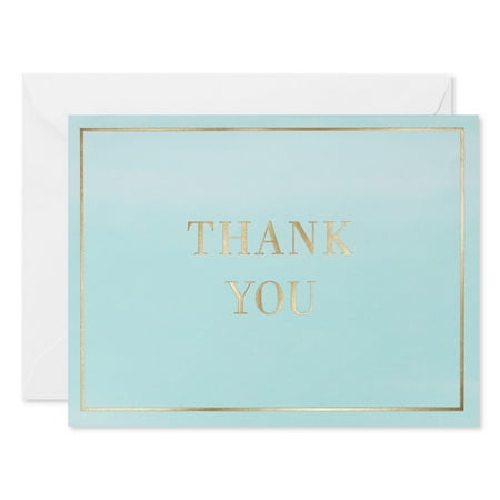 American Greetings Thank You Stationery with Envelopes, Mint and Gold (10-Count)