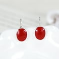 thumbnail image 4 of AeraVida Minimalist Oval Reconstructed Red Coral Sterling Silver Hook Dangle Earrings, 4 of 7