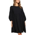thumbnail image 1 of Mialoley Robe Mini pour Femmes, Manches Longues Col Rond Plissé Robe Ample Ligne A Automne, 1 of 7