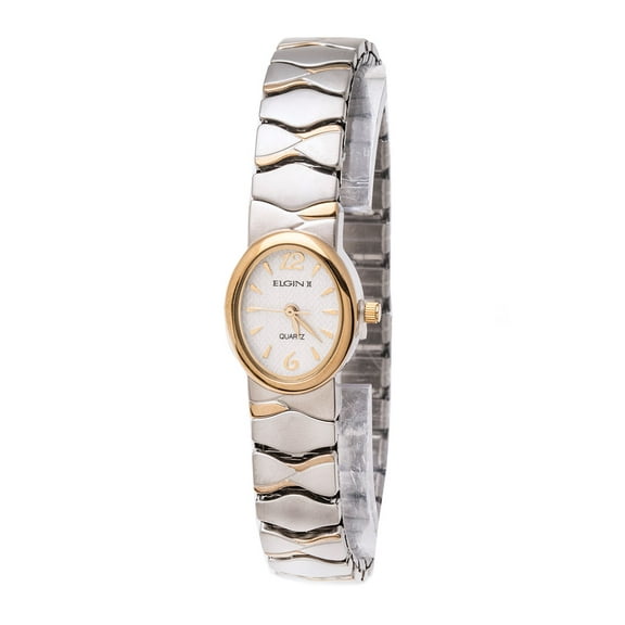 Elgin Ladies Quartz Two Tone Silver Expansion Band Watch