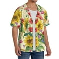 thumbnail image 4 of KLL Sunflower Cornflower Poppy Print Men's Shirt Short Sleeve Button Down Summer Cuba Beach Shirts- 3X-Large, 4 of 7
