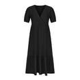 thumbnail image 4 of STETMN Women's Casual Plus Size Dress Casual Loose Pockets Long Dress Short Sleeve Split Maxi Dresses, 4 of 8