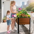 thumbnail image 7 of Raised Garden Bed with Legs and Wheels, Self-Watering Planter Box, 36x16x30 in Elevated Raised Bed with Storage Shelf & Hanging Hooks for Vegetables & Herbs, 7 of 7