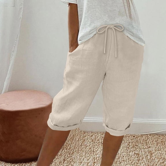 Womens Summer Shorts Elastic Waist Sport Cargo Shorts With Pockets