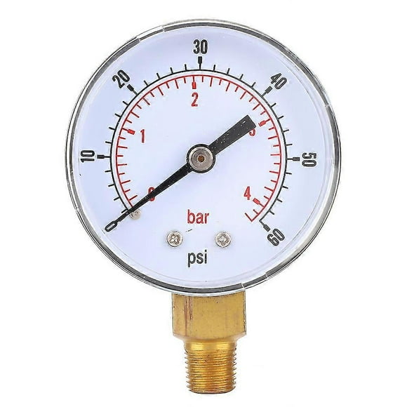 50mm Dial Pressure Gauge 0-60PSI 0-4Bar for Air Water Oil Gas 18 BSPT Bottom Connection