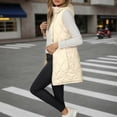 thumbnail image 2 of Daznico Long Sleeveless Quilted Down Vest for Lightweight Warm Winter Hooded Gilet Outerwear Coat with Pockets,Womens Vest,XL, 2 of 6