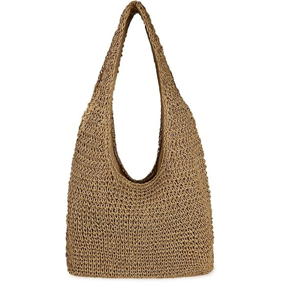 Kukuzhu Women Large Straw Beach Bag Handmade Woven Shoulder Bags Hobo Tote Handbag Purse for Summer
