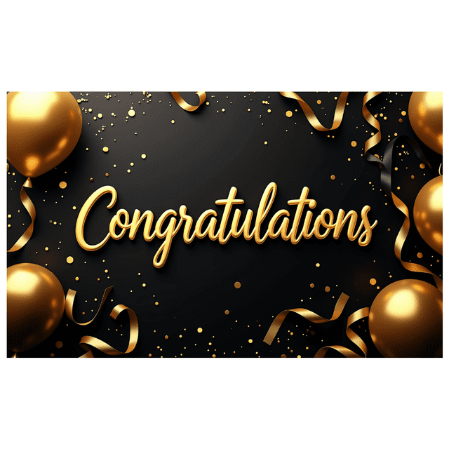 Elegant Black and Gold Celebratory Script Banner Decorative Backdrop Party Decorations Graduation Wedding Event Celebration Photography Props Promotions