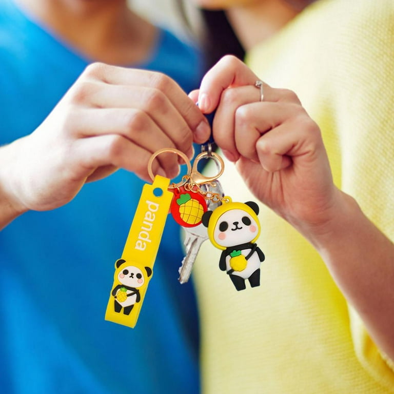 Catinbow Panda Key Chain Silicon Key Rings for Car Keys Cute Panda Keychain  With Silicone Belt and Fruit Charm Animal Panda Bear Jewelry Panda Lovers  Gift for Backpack and Bags successful 