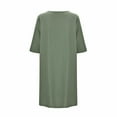 thumbnail image 4 of QYZEU Summer Dresses for Women 2024 Petite V Neck Retro Solid Color 3/4 Sleeve Midi Dress A Line Tee Shirt Dress Flowy Lightweight Breathable Comfortable Dresses Green S, 4 of 5