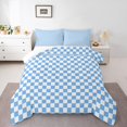 thumbnail image 2 of Erosebridal Checkered Gingham Bedding Queen Comforter Set, Blue Buffalo Down Comforter, Rectangle Geometry Decor, 3-Piece, 2 of 8