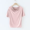 thumbnail image 5 of Hvot&aat Women's Summer T Shirts Pleated Cowl Neck Short Sleeve Blouses Solid Color Loose Fit Going Out Tees, 5 of 5