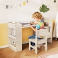thumbnail image 2 of Gymax Kids Art Table & Chair Set w/Detachable Paper Roll Holder & Cubby Cabinet Drawer, 2 of 10