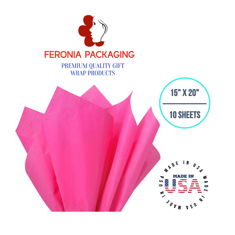 Hot Pink Tissue Paper Squares, Bulk 10 Sheets, Premium Gift Wrap and Art  Supplies for Birthdays, Holidays, or Presents by Feronia packaging, Made In  USA Large 15 Inch x 20 Inch 