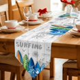 thumbnail image 2 of Rustic Beach Table Runner Linen Burlap Table Runner 90 Inches Long Tropical Surfboard Palm Tree Wooden Grain Dresser Scarves for Kitchen Island Coffee Dining Room Party Wedding Holiday Decor 13"x90", 2 of 8