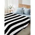 thumbnail image 4 of Full Size Flat Sheet Only, Black Striped Soft Brushed Microfiber Bed Sheets, Modern Farmhouse Black and White Stripes Hotel Quality Breathable Bedding Top Sheet, Easy Care, 81"x96", 4 of 9