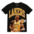 thumbnail image 2 of Men's Mitchell & Ness Shaquille O'Neal Black Los Angeles Lakers Hardwood Classics Player Arch T-Shirt, 2 of 3