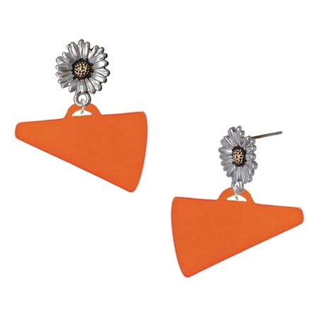 Delight Jewelry Acrylic Large Orange Megaphone – Two-tone Daisy Flower Post Earrings Delight Jewelry Acrylic Large Orange Megaphone – Two-tone Daisy Flower Post Earrings