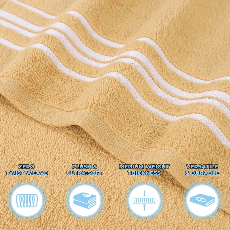 Superior Sadie Zero Twist Cotton Face Towel Washcloth Set of 12, Ultra Soft Towels, Gold