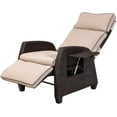 thumbnail image 2 of Adjustable Recliner, Relaxing Sofa Chair with Retractable Table Board, Outdoor Wicker Furniture Lounge with Soft Thicken Cushions, for Porch, Backyard, Pool or Garden, Beige, 2 of 7