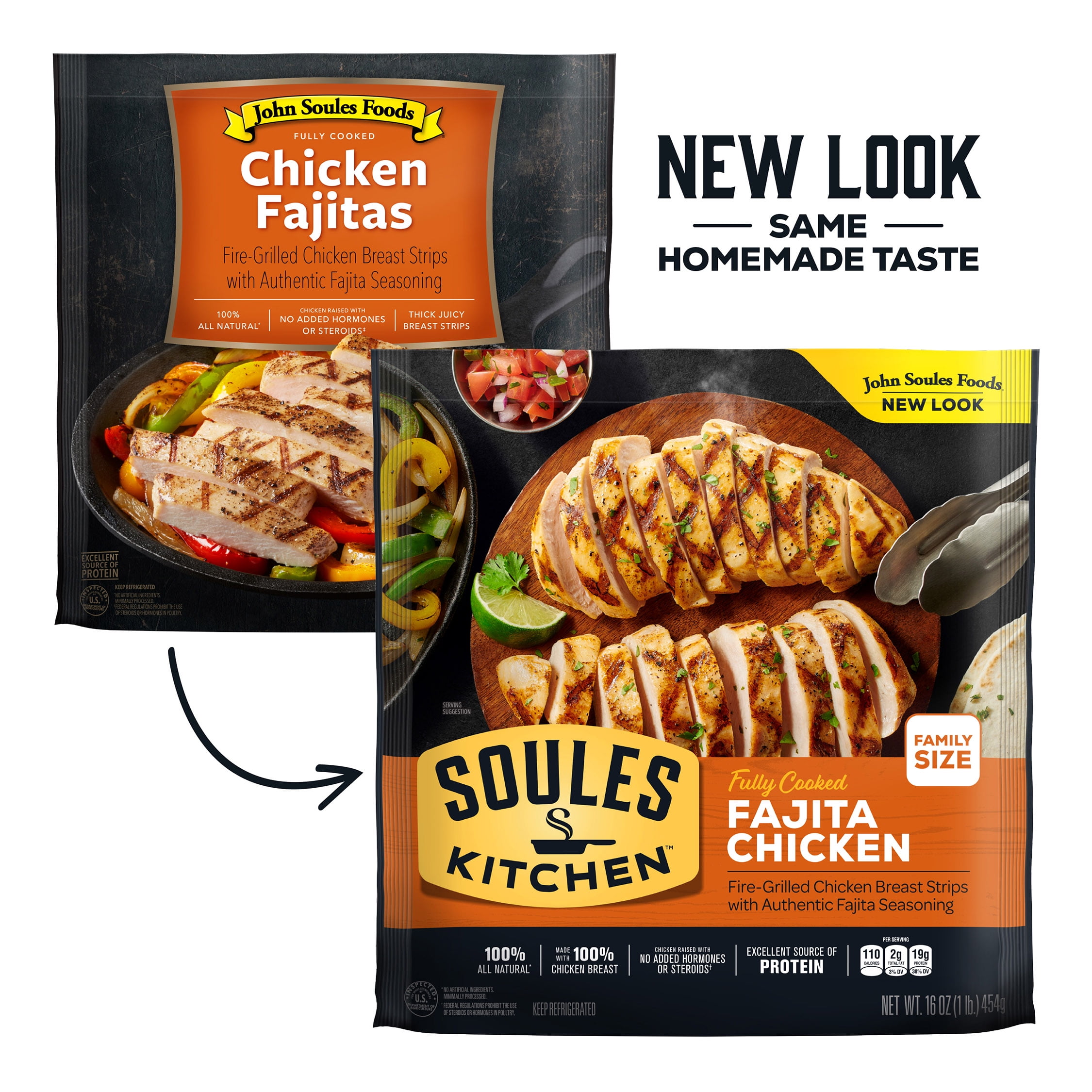 Soules Kitchen Chicken Breast Fajita Strips, Refrigerated, 16oz, 18g Protein per 3oz Serving Size