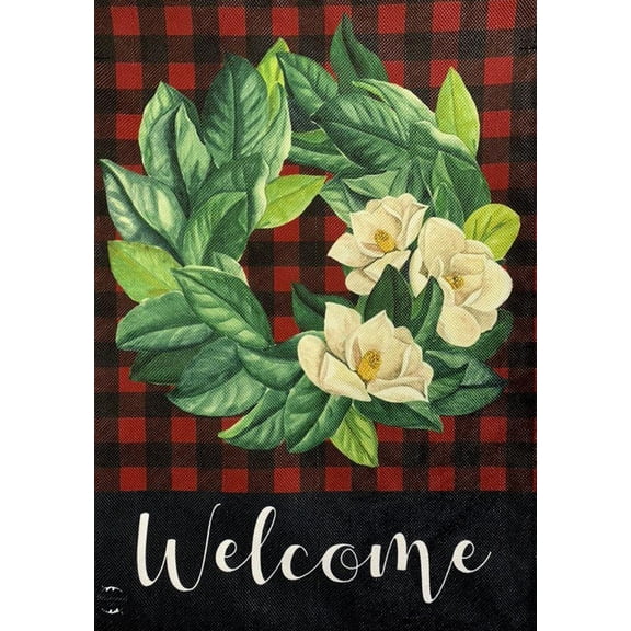 Warm Wishes Wreath Burlap Winter Christmas House Flag 40" x 28" SM-XLHN