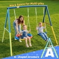 thumbnail image 4 of Hommoo 2 Pcs Swing Set with Saucer Swing Seat & Belt Swings Seat, Swing Set with Heavy-Duty A-Frame Metal Outdoor Swing Stand, for Backyard, Blue, 4 of 7