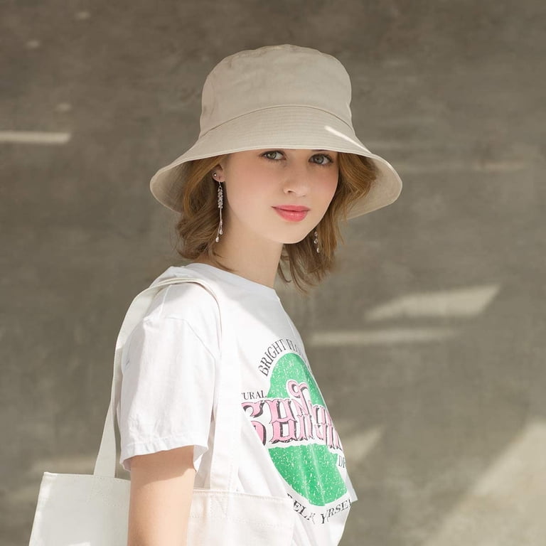 Womens UPF50+ Cotton Wide Brim Sun Hat Packable Beach Travel Bucket Cap Womens Cotton Wide Brim Sun Hats UPF50+ UV Packable Beach  main image 2