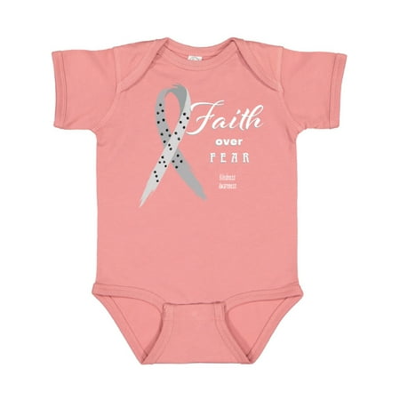 

Inktastic Faith Over Fear Blindness Awareness with Ribbon Gift Baby Boy or Baby Girl Bodysuit