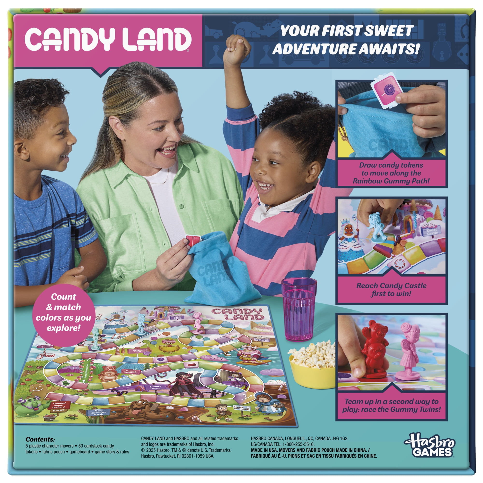 Candy Land Board Game, 2 Ways to Play, Reimagined Gameboard & Tokens, Ages 3+