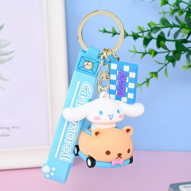 LLavero de muñeca de coche de arrastre de dibujos animados Sanrio genuino, MyMelody, Kuromi, Hellokitty, bolso escolar, colgante femenino, juguetes para niños Fivean unisex