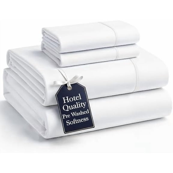 Casa Platino King Bed Sheets, Pre-Washed Brushed Microfiber King Sheets, Soft & Cozy Bedding, 4 Piece Set, Ultra Soft & Breathable Bedding, Deep Pocket 15 Inch Sheet & Pillowcase Sets– White