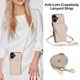 thumbnail image 5 of Wallet Case Compatible for iPhone 16, Women PU Leather Detachable Crossbody Phone Case with RFID Blocking Card Holder Adjustable Shoulder Strap Shockproof Kickstand Phone Wallet, Apricot, 5 of 8
