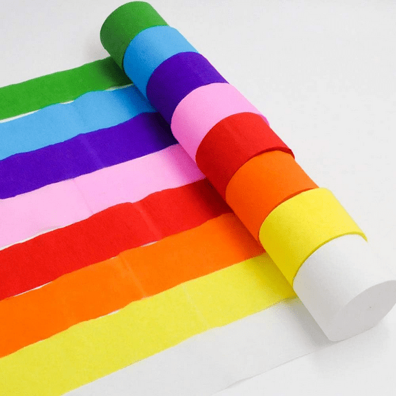 Crepe Paper Streamers 8roll Multicolour for Birthday/Party/ Art Crafts Decorations（1.78in×82ft）