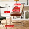 thumbnail image 3 of Stool, Retro Dining Chairs with Rattan Backrest Rattan Chair with Stainless Steel Frame Faux Leather Dining Chairs for Kitchen Living Room Dining Room(Black), 3 of 7