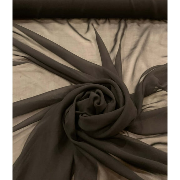 French silk chiffon fabric, 44” wide, sold by the yard. Colors available ivory and black-Black