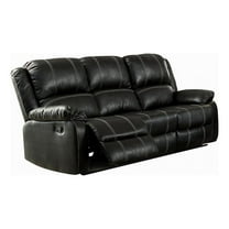 Zuru Motion Manual Recliner Sofa- 3 Seater- Plush Black Faux Leather