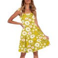 thumbnail image 3 of Sundresses for Women Casual Summer - Women's Summer Spaghetti Strap Sleeveless Square Neck Ruffle A Line Swing Midi Dress Smocked Floral Casual Dress, 3 of 6