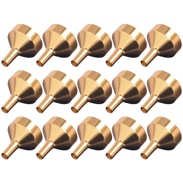 BRIGHTFUFU 15 piezas pequeños embudos de metal llenado de llenado de líquidos mini funnels pequeños embudos para botella de perfume