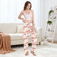 thumbnail image 5 of Dailycode Women's Pajama Pants Wide Leg Lounge Pj Bottoms With Pockets Watercolor Leaves, 5 of 7