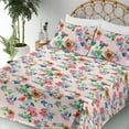 thumbnail image 3 of Ambesonne Floral Boho Fitted & Flat Sheet with Shams 4 Pcs Set, Delicate Flowers Dreamy, Full, Blush Multicolor, 3 of 5