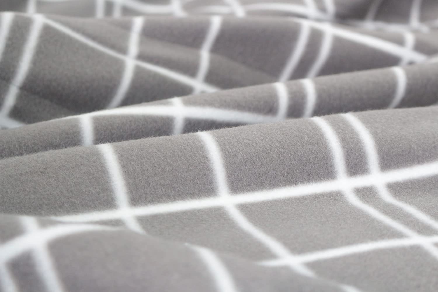 Pure Warmth Printed Fleece Electric Heated Warming Full Blanket Light Grey White