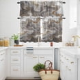 thumbnail image 3 of Abstract Black Grey Marble Texture Curtain Tier and Valance Set 3 Piece, Modern Fluid Art 3-inch Rod Pocket Window Tier Curtains Valance for Kitchen Living Room, 3 of 9