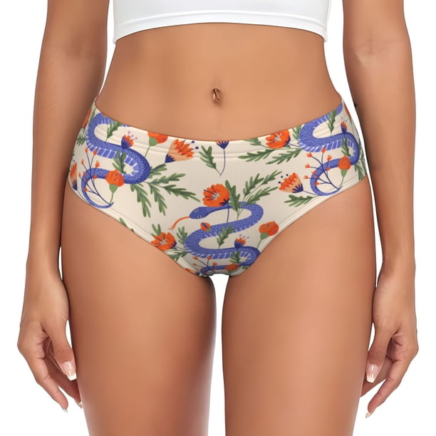 Fotbe Snake Calzones Estampados para Mujer – Ropa Interior de Algodón, Cómoda, Suave y Elástica-Large