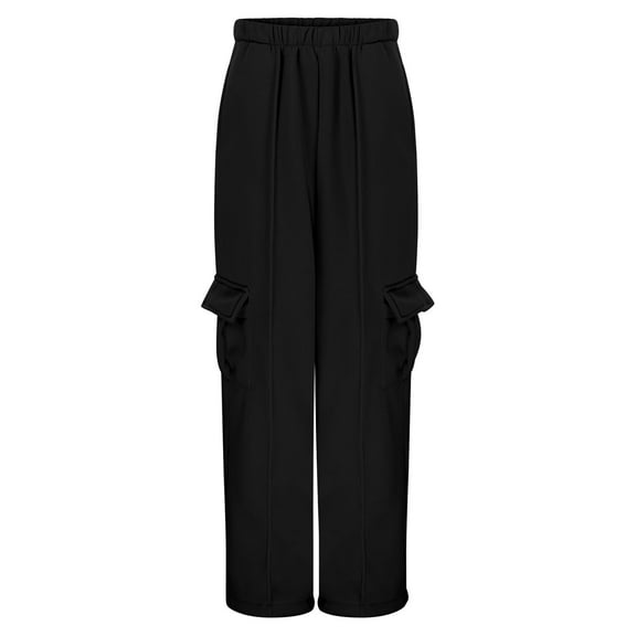 Women's Drawstring Cargo Sweatpants High Waist Wide Leg Lined Pants with Pockets
