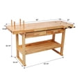 thumbnail image 4 of CQSXDA 60" Rubberwood Workbench with 2 Drawers & Shelf, 330Lbs Capacity Heavy Duty for Garage/Workshop, 4 of 11
