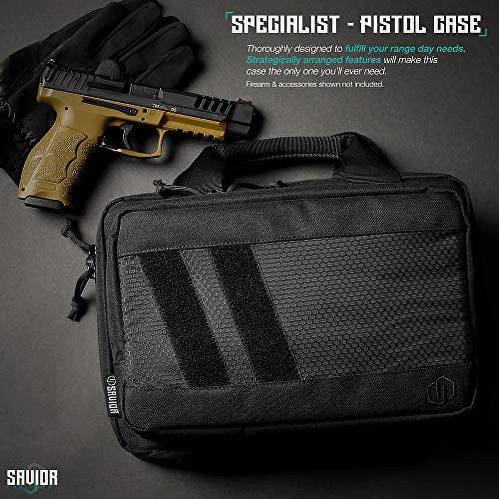 Savior Equipment Specialist Double Pistol Case, Black, 12.5in L x 8.5in H x 2.5i