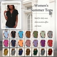 thumbnail image 7 of Chiccall Womens Plus Size Tops Fashion Casual Plaid Cotton Linen Shirts V Neck Buttons Short Sleeve Tunic Blouse Summer Tops for Women 2026, 7 of 7